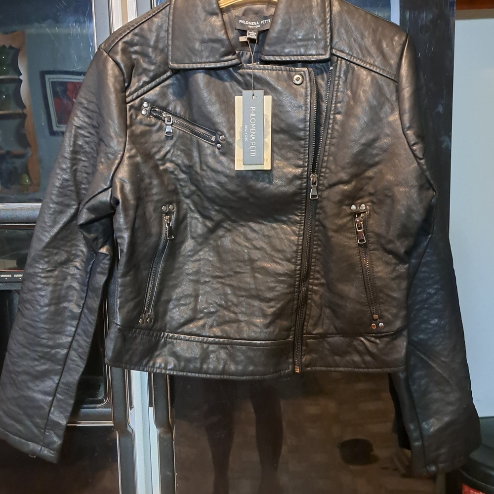 Philomena Petti Women's Black Leather Jacket Large